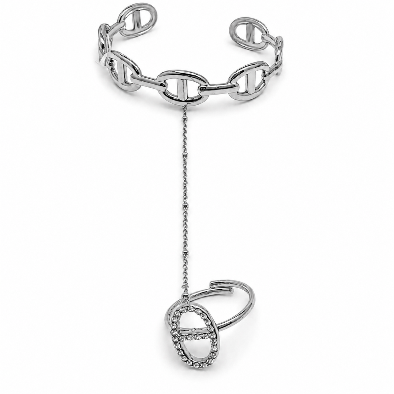 Massia -Bijou de main - Jonc ajustable + bague - doré ou argent