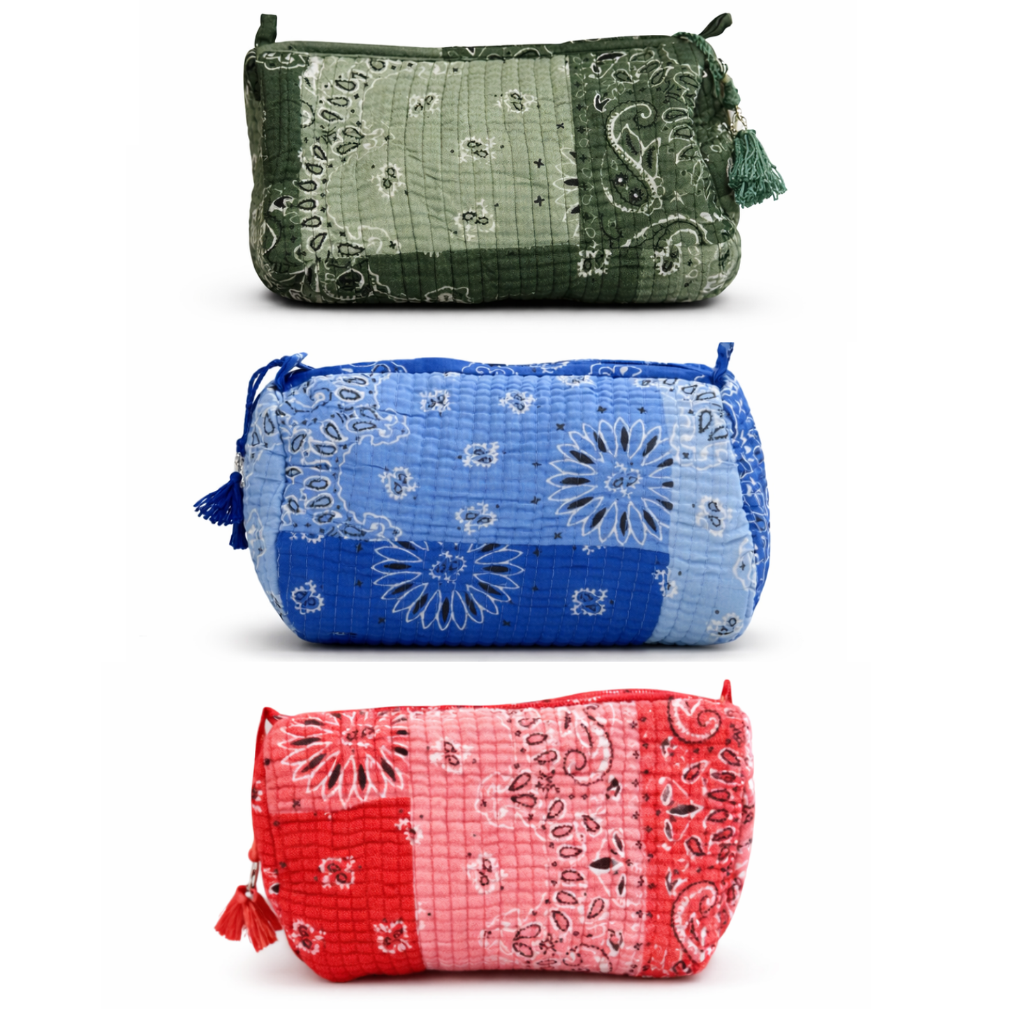 Petite Pochette en coton matelassé - Bandana Patchwork