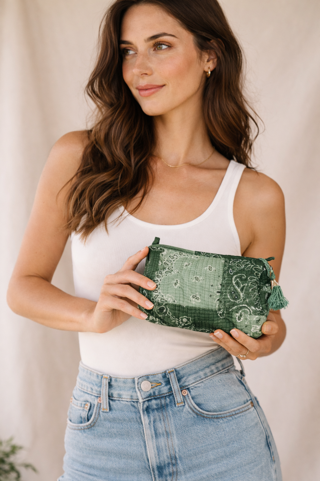 Petite Pochette en coton matelassé - Bandana Patchwork