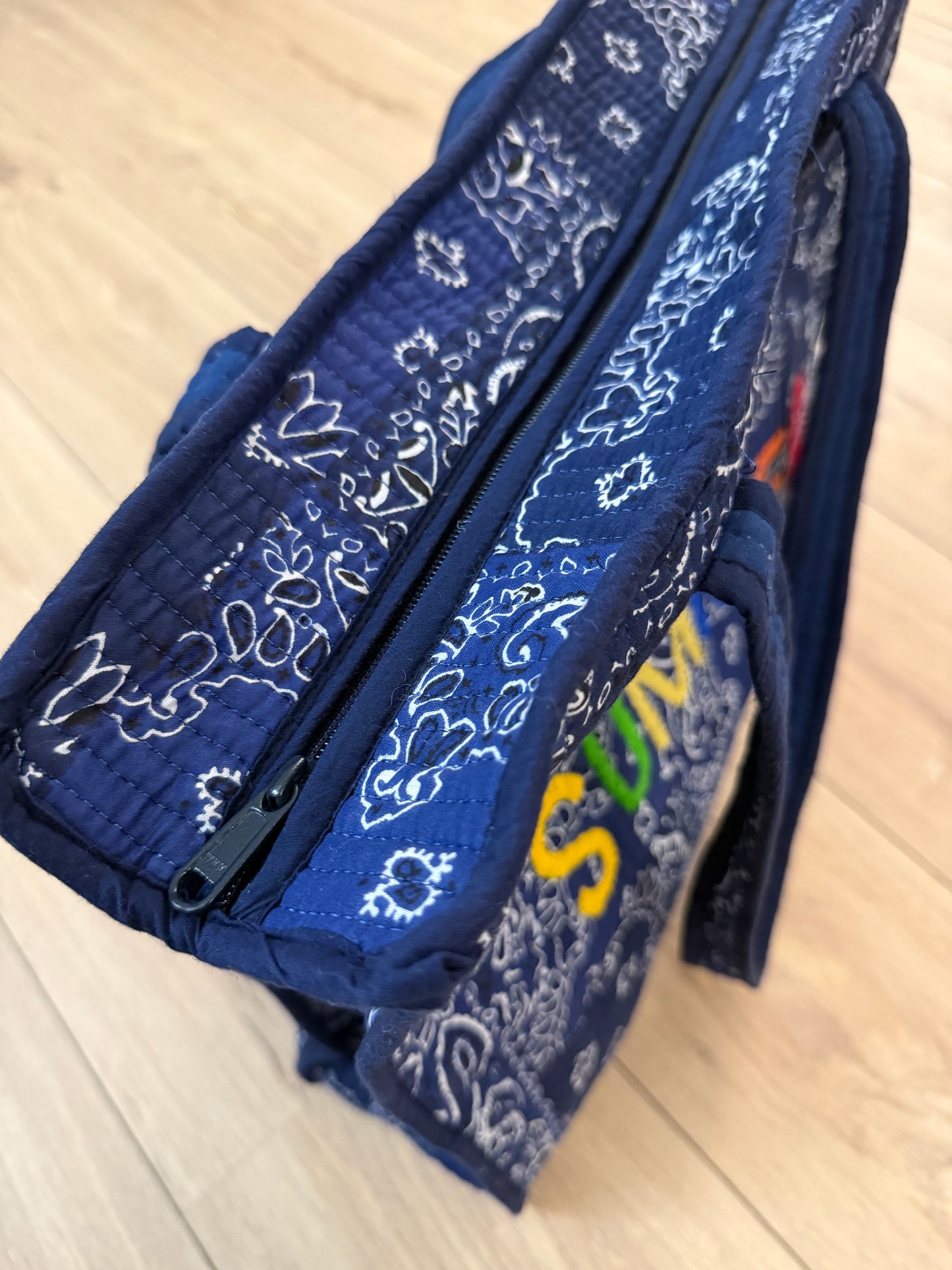 Sac cabas en coton matelassé - Summer / Tissu Bandana Bleu marine
