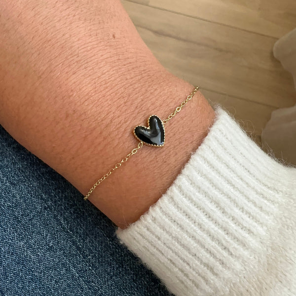 Coffret Petit Coeur noir - collier et bracelet
