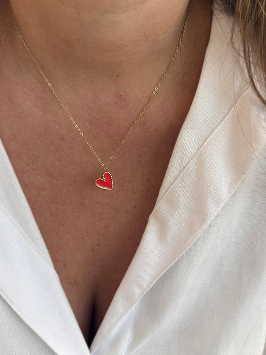 Collier Cœur - rouge ou blanc