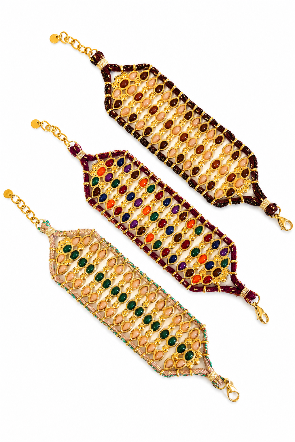 Manchette Yasmine - pierres naturelles - plusieurs couleurs