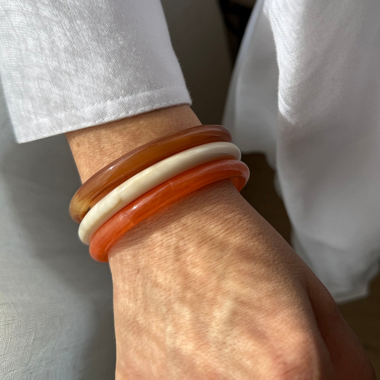 Calina - Lot de 3 Joncs Résine ( 8mm ) marron, beige et orange
