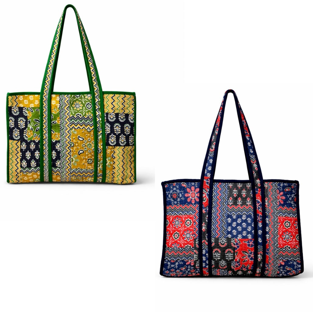 Sac cabas en coton matelassé - Tissu Patchwork