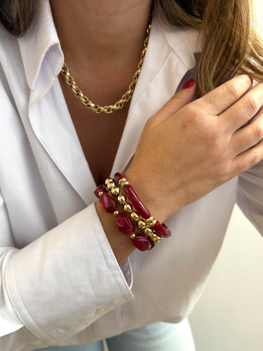 Trio de bracelets - Rouge