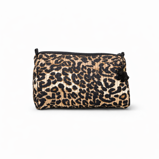 Grande Pochette en coton matelassé - Léopard