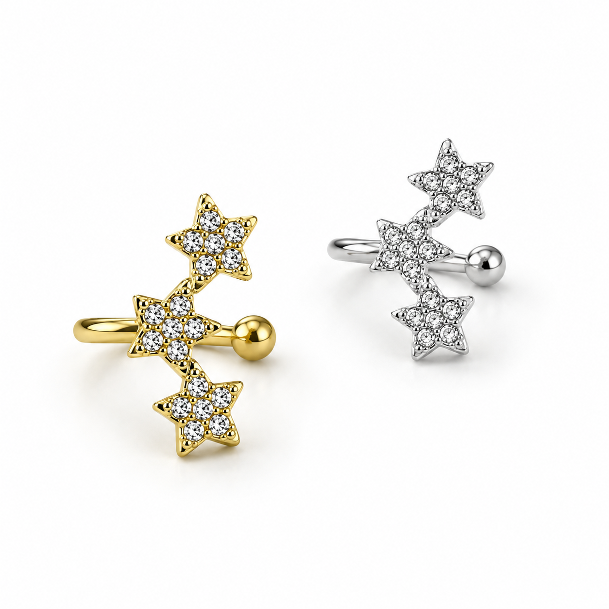 Earcuff Stars - monoboucle vendue à l’unité - doré ou argent