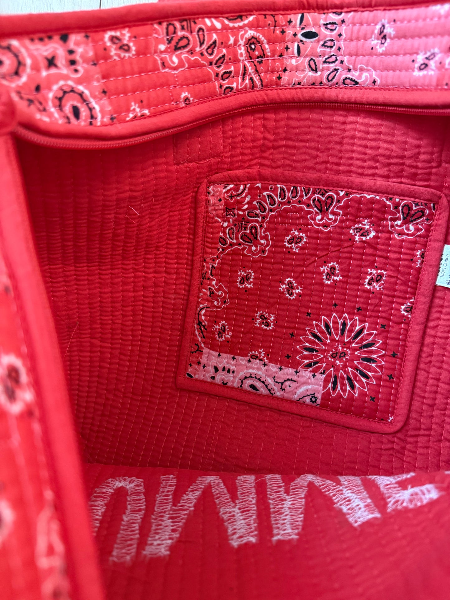 Sac cabas en coton matelassé - Summer / Tissu Bandana Rouge