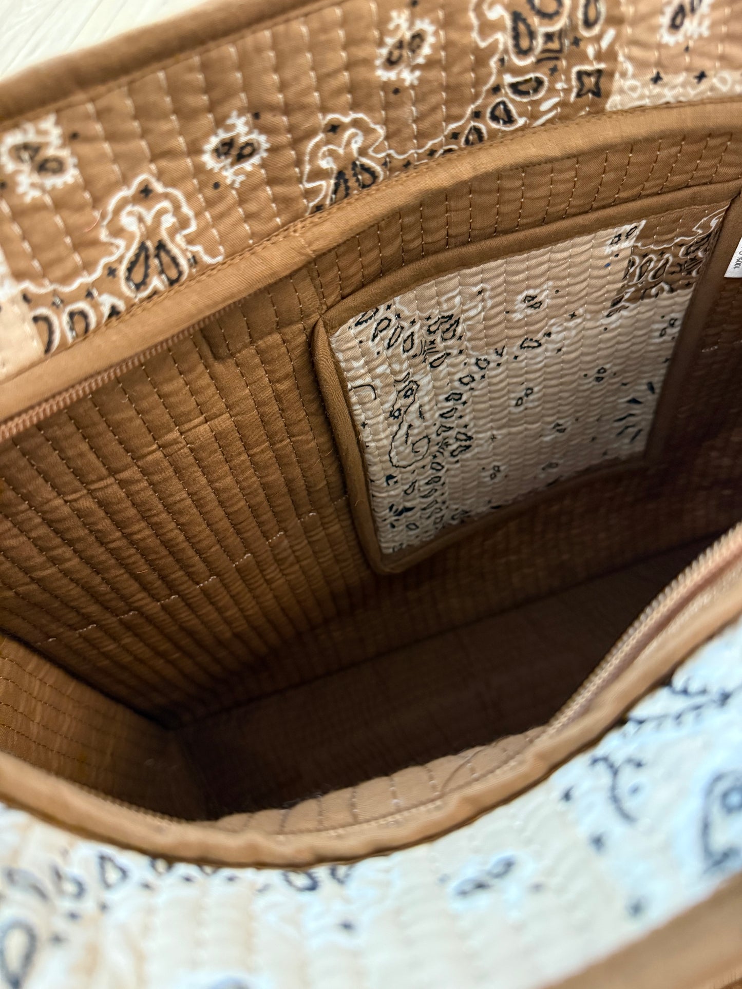 Sac cabas en coton matelassé - Summer / Tissu Bandana Beige