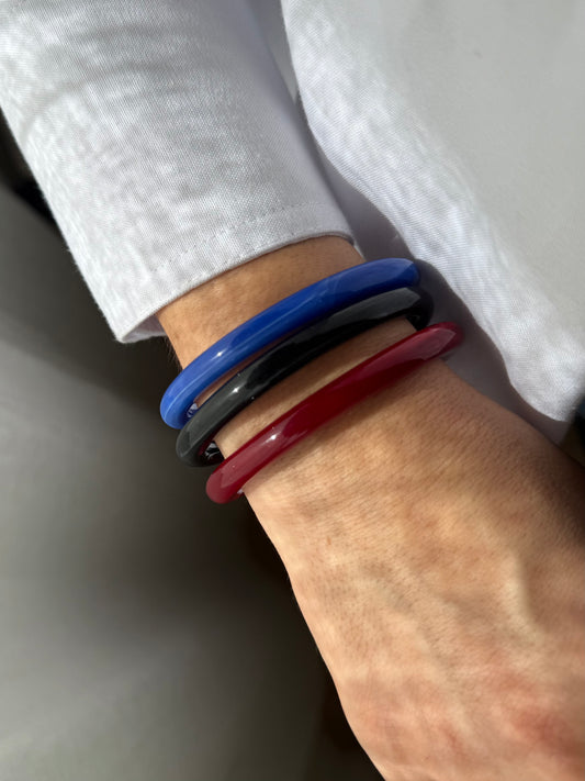 Calina - Lot de 3 Joncs Résine ( 8mm ) bordeaux, noir et bleu