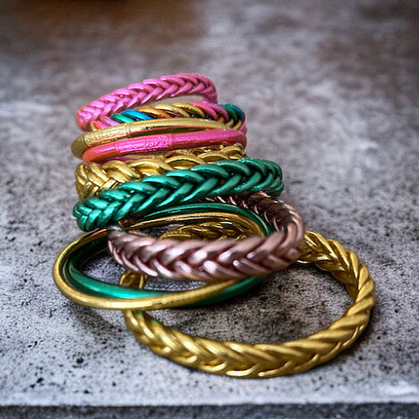 Bracelet Bouddhiste double Tressé - Doré