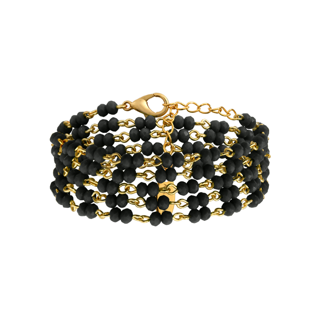 Elna Noir - bracelet 5 tours ou collier