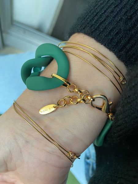 Liara Vert Bouteille - Maxi Bracelet