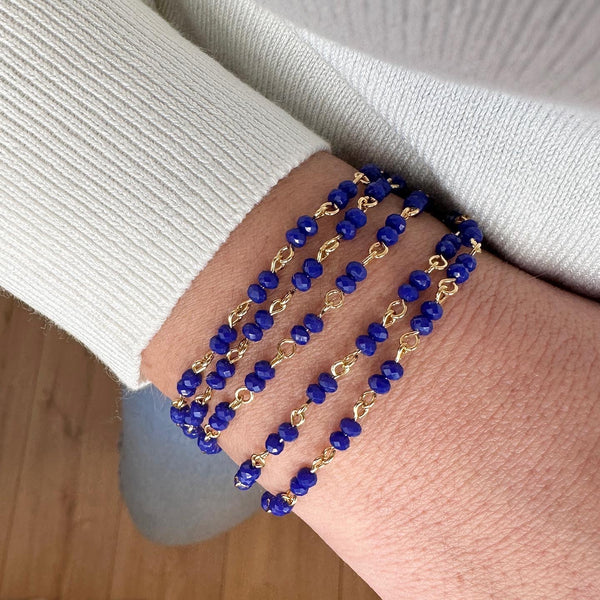 Elna Bleu - bracelet 5 tours ou collier