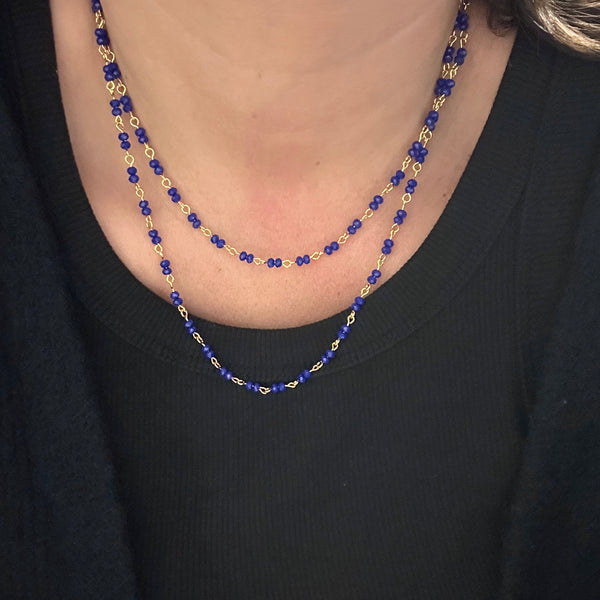 Elna Bleu - bracelet 5 tours ou collier